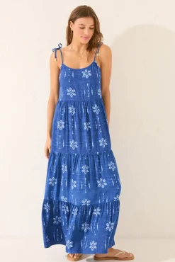 Vestido largo floral azul