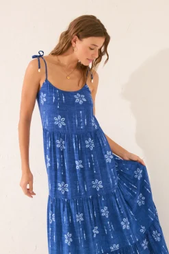 Vestido largo floral azul