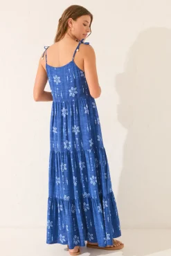 Vestido largo floral azul
