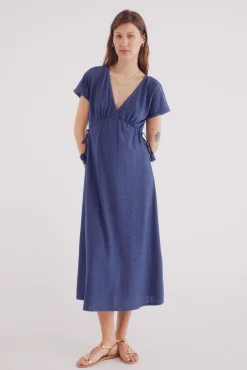 Vestido midi bordado suizo circular