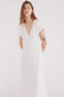 Vestido midi bordado suizo circular