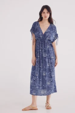 Vestido midi caftán lazos