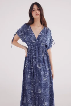 Vestido midi caftán lazos
