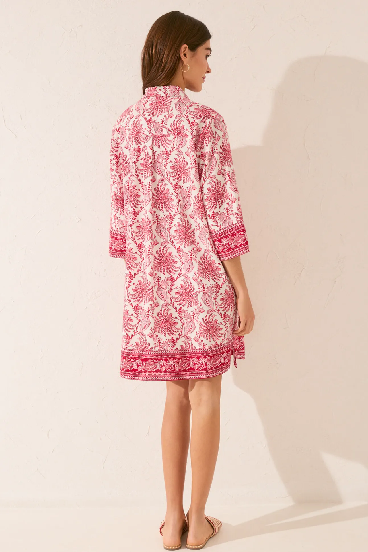Vestido midi camisero estampado hojas