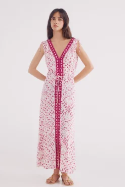 Vestido midi cenefa central estampado