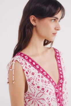 Vestido midi cenefa central estampado