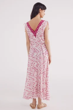 Vestido midi cenefa central estampado