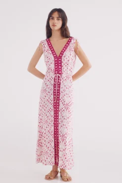 Vestido midi cenefa central estampado