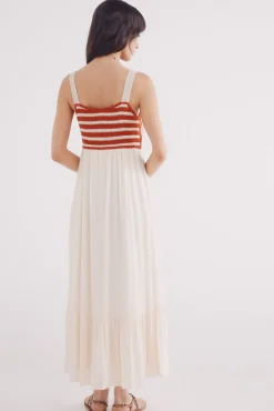 Vestido midi combinado crochet