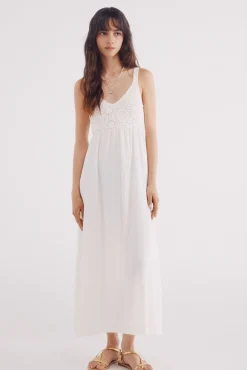 Vestido midi combinado crochet