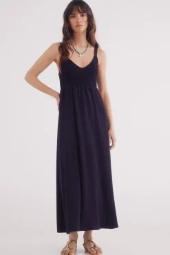 Vestido midi combinado crochet