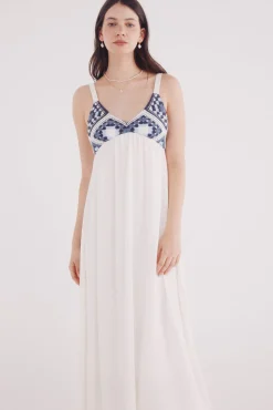 Vestido midi combinado crochet