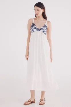 Vestido midi combinado crochet