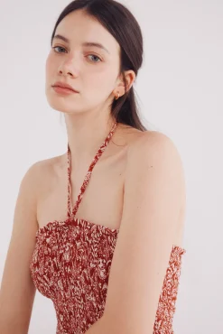 Vestido midi cuerpo nido de abeja
