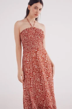 Vestido midi cuerpo nido de abeja