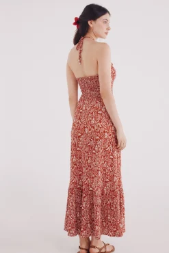 Vestido midi cuerpo nido de abeja