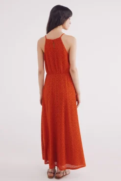 Vestido midi escote halter crochet