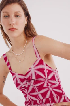 Vestido midi estampado tropical