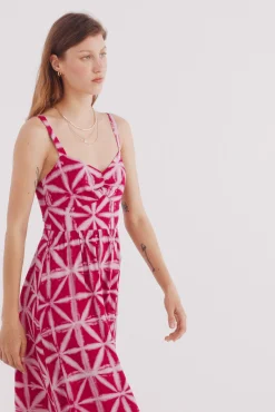 Vestido midi estampado tropical