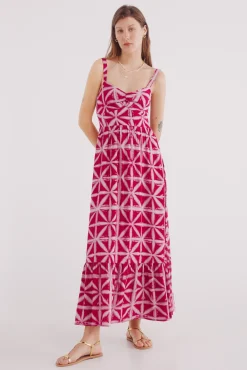 Vestido midi estampado tropical