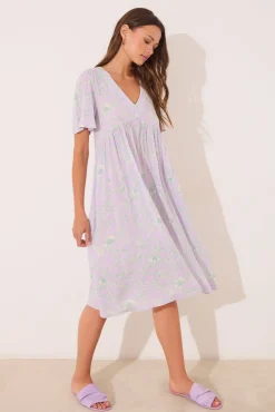 Vestido midi estampado viscosa