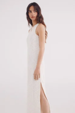 Vestido midi estructura rombos flores