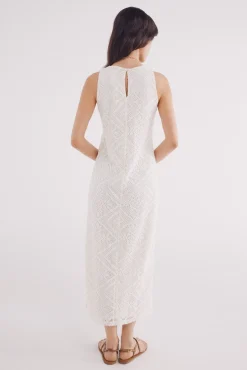 Vestido midi estructura rombos flores