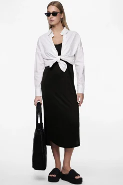 Vestido midi fluido con lurex