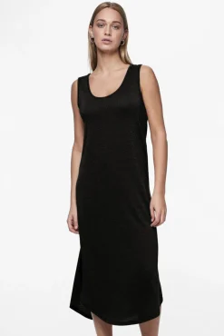 Vestido midi fluido con lurex