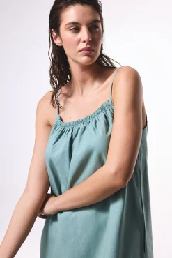 Vestido midi lino verde