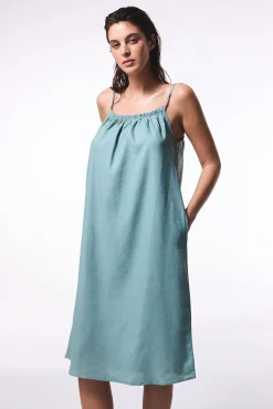 Vestido midi lino verde