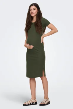 Vestido midi manga corta maternity