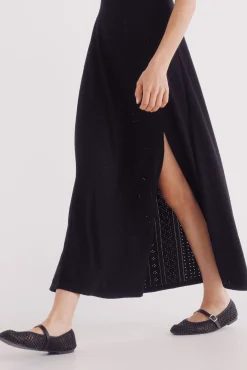 Vestido midi negro liso