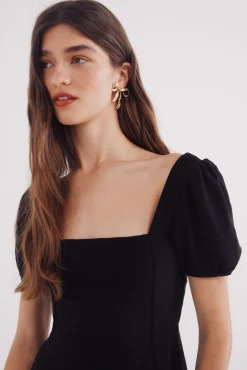 Vestido midi negro liso