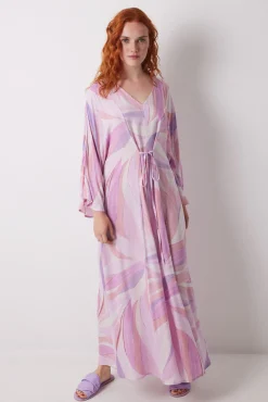 Vestido midi viscosa print geométrico