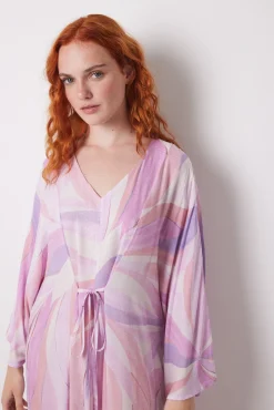 Vestido midi viscosa print geométrico