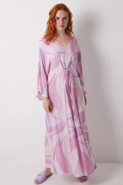 Vestido midi viscosa print geométrico