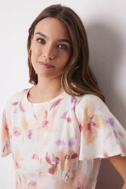 Vestido midi viscosa print flores