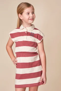 Vestido polo de rayas rosa