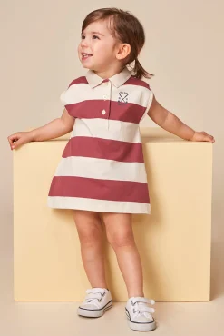 Vestido polo de rayas rosa