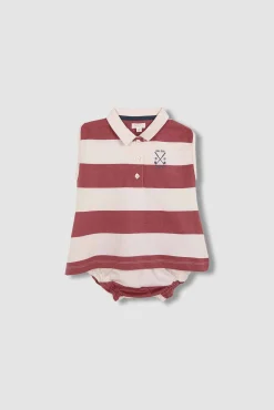 Vestido polo de rayas rosa