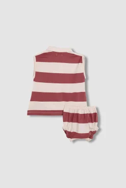 Vestido polo de rayas rosa