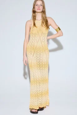 Vestido punto calado halter