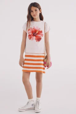 Vestido rayas crochet niña