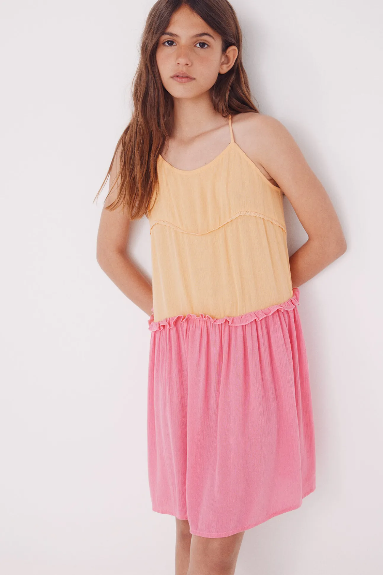 Vestido tirantes bicolor niña