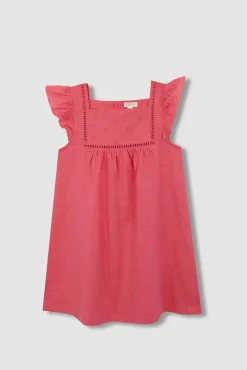 Vestido volantes mangas rosa