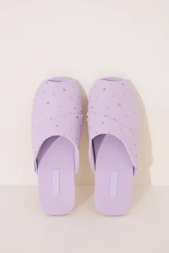 Zapatillas casa lila strass rosa