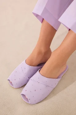 Zapatillas casa lila strass rosa