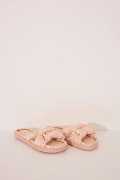 Zapatillas casa pala nudo rafia naranja melocotón