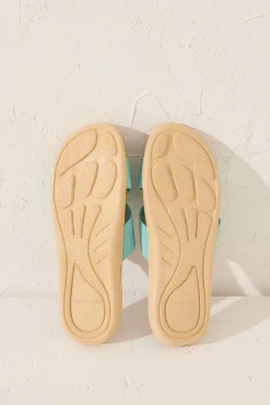 Zapatillas casa rafia turquesa